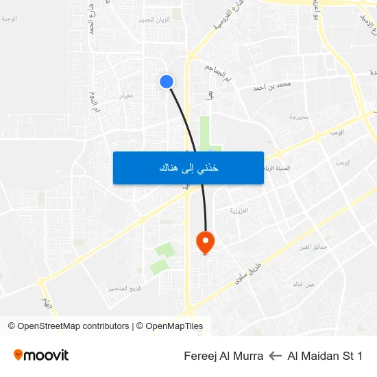 Al Maidan St 1 to Fereej Al Murra map