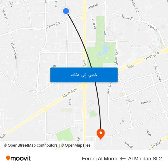Al Maidan St 2 to Fereej Al Murra map