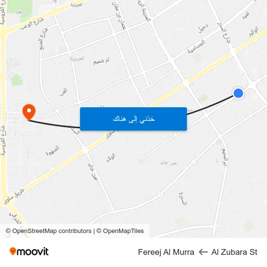 Al Zubara St to Fereej Al Murra map