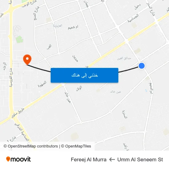 Umm Al Seneem St to Fereej Al Murra map