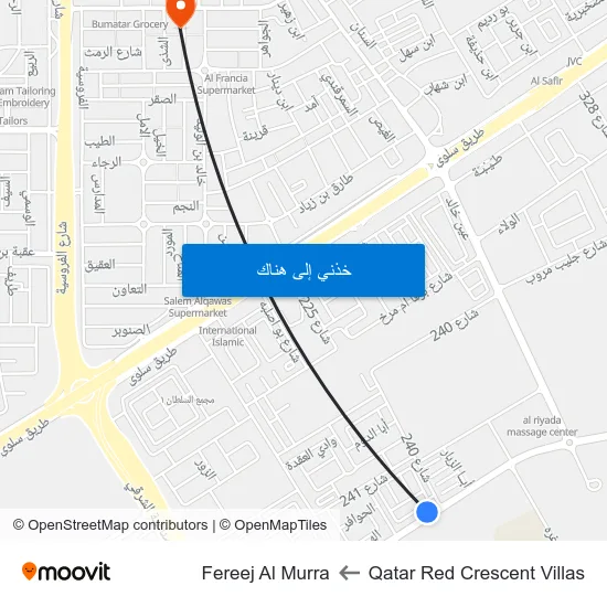 Qatar Red Crescent Villas to Fereej Al Murra map