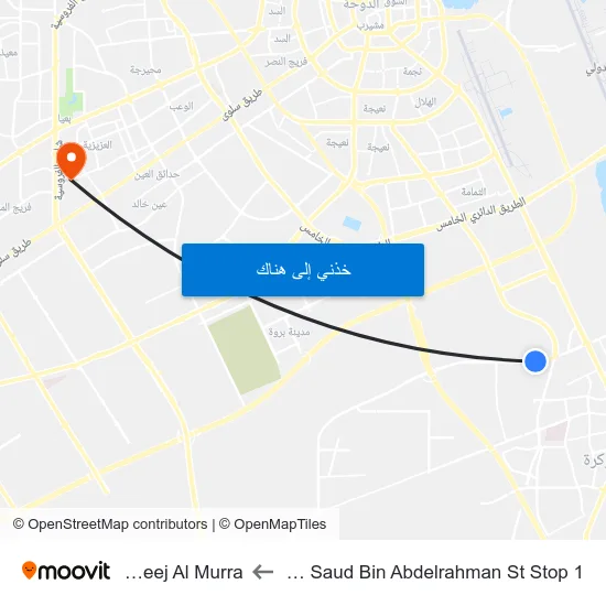 Shk Saud Bin Abdelrahman St Stop 1 to Fereej Al Murra map