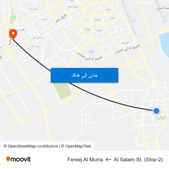 Al Salam St. (Stop-2) to Fereej Al Murra map