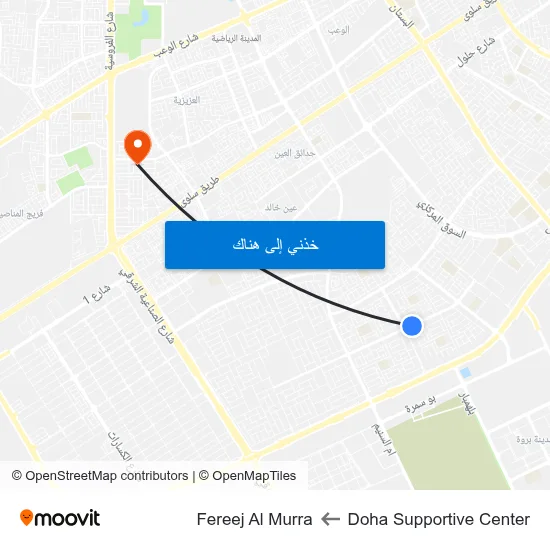 Doha Supportive Center to Fereej Al Murra map