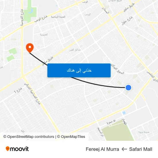 Safari Mall to Fereej Al Murra map