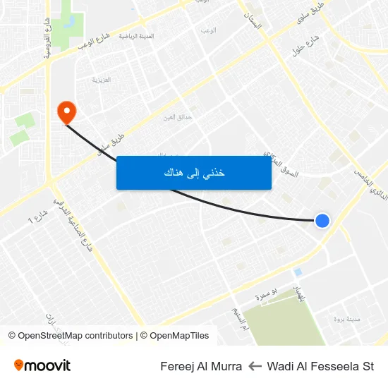 Wadi Al Fesseela St to Fereej Al Murra map