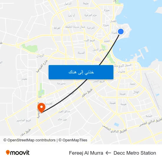 Decc Metro Station to Fereej Al Murra map