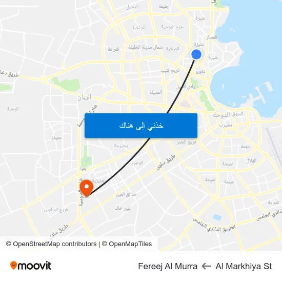 Al Markhiya St to Fereej Al Murra map