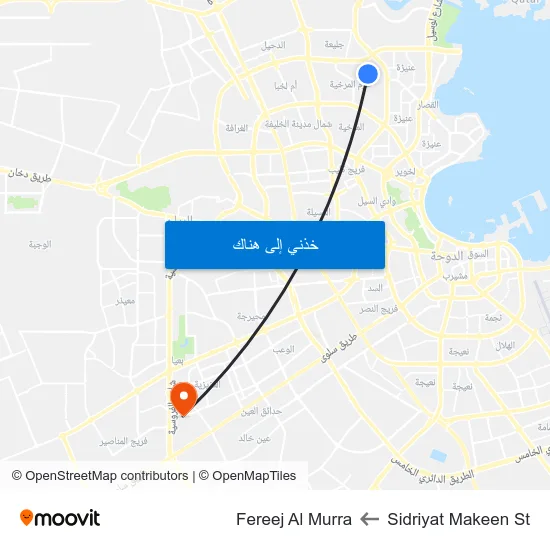 Sidriyat Makeen St to Fereej Al Murra map