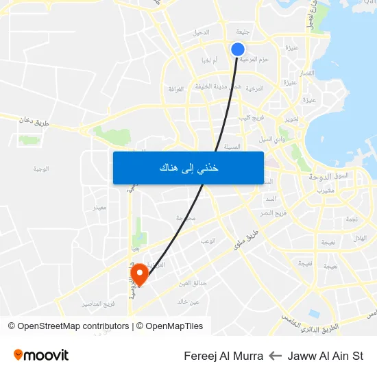 Jaww Al Ain St to Fereej Al Murra map