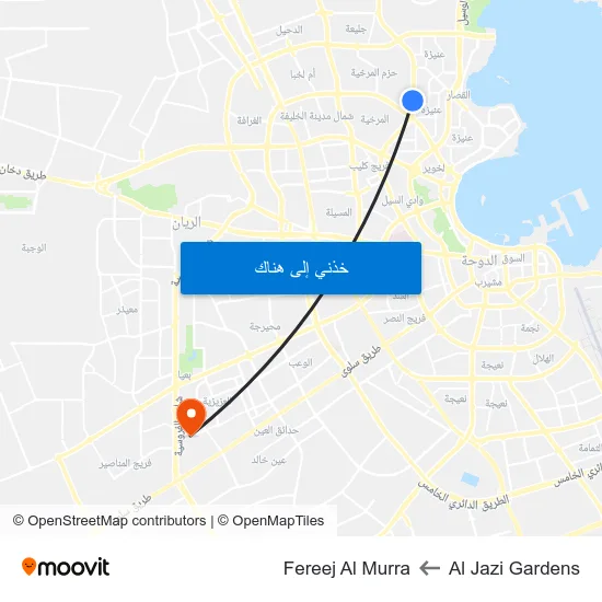 Al Jazi Gardens to Fereej Al Murra map