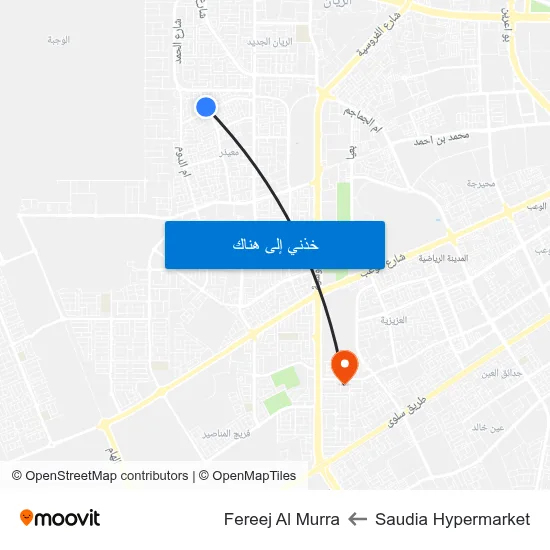 Saudia Hypermarket to Fereej Al Murra map