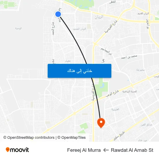 Rawdat Al Arnab St to Fereej Al Murra map