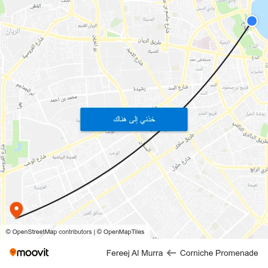 Corniche Promenade to Fereej Al Murra map