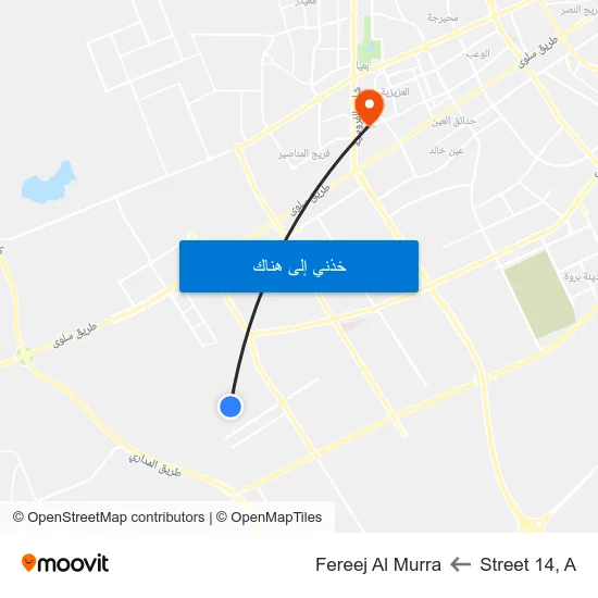 Street 14, A to Fereej Al Murra map