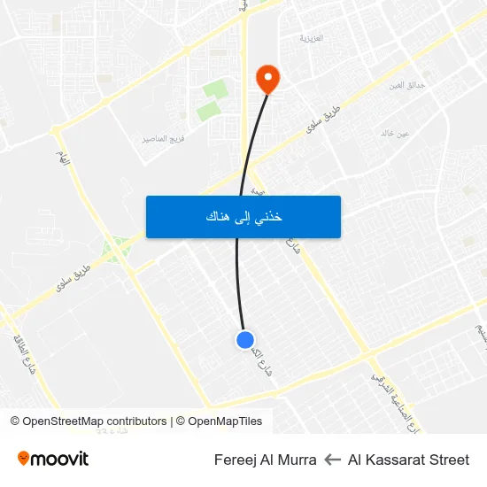 Al Kassarat Street to Fereej Al Murra map