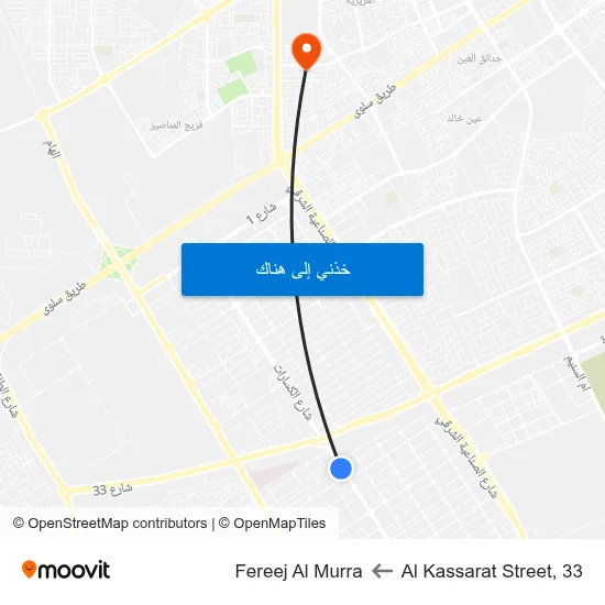 Al Kassarat Street, 33 to Fereej Al Murra map