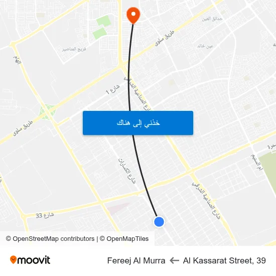 Al Kassarat Street, 39 to Fereej Al Murra map