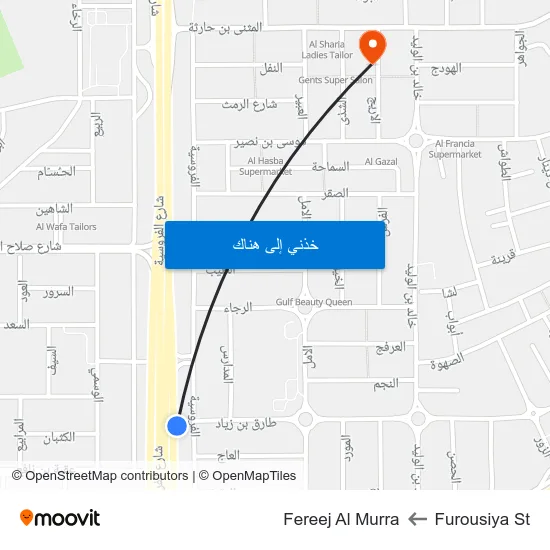 Furousiya St to Fereej Al Murra map