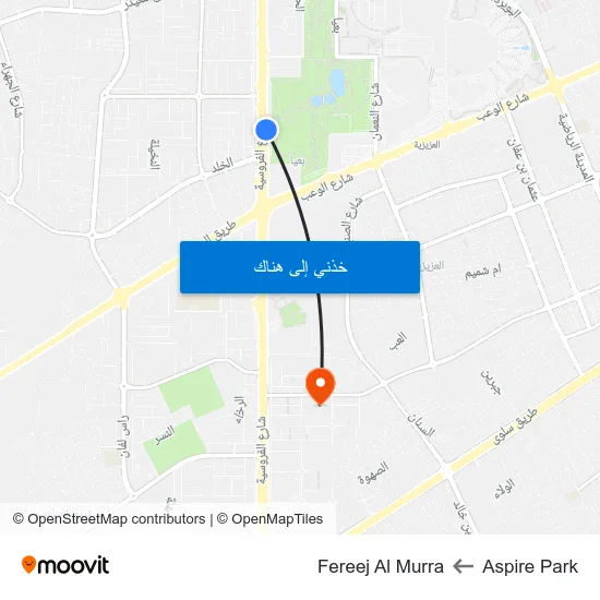 Aspire Park to Fereej Al Murra map