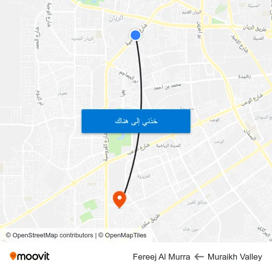 Muraikh Valley to Fereej Al Murra map