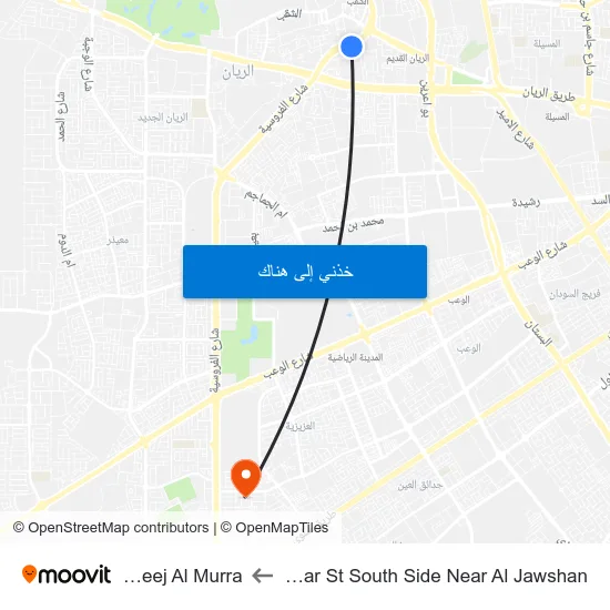 Huwar St South Side Near Al Jawshan to Fereej Al Murra map