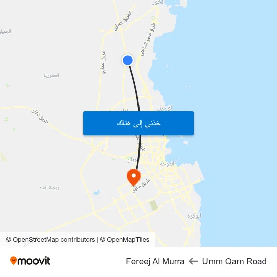 Umm Qarn Road to Fereej Al Murra map