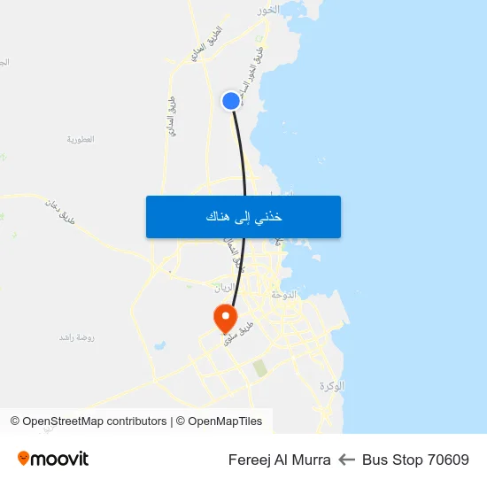 Bus Stop 70609 to Fereej Al Murra map