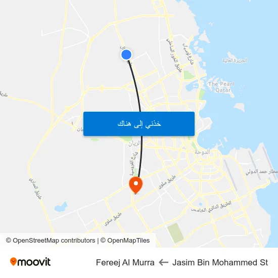 Jasim Bin Mohammed St to Fereej Al Murra map