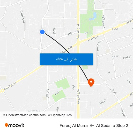 Al Sedaira Stop 2 to Fereej Al Murra map