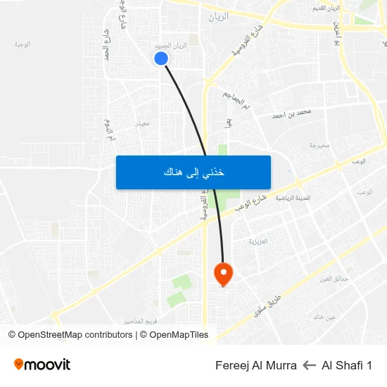 Al Shafi 1 to Fereej Al Murra map