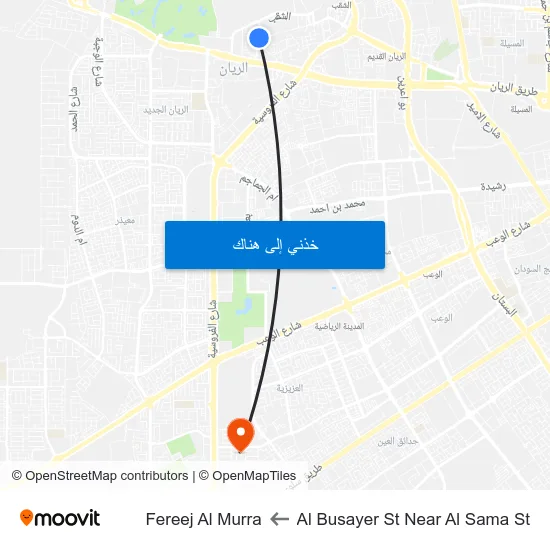 Al Busayer St Near Al Sama St to Fereej Al Murra map