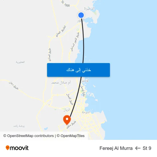St 9 to Fereej Al Murra map