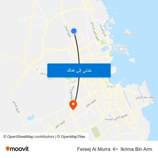 Ikrima Bin Arm to Fereej Al Murra map