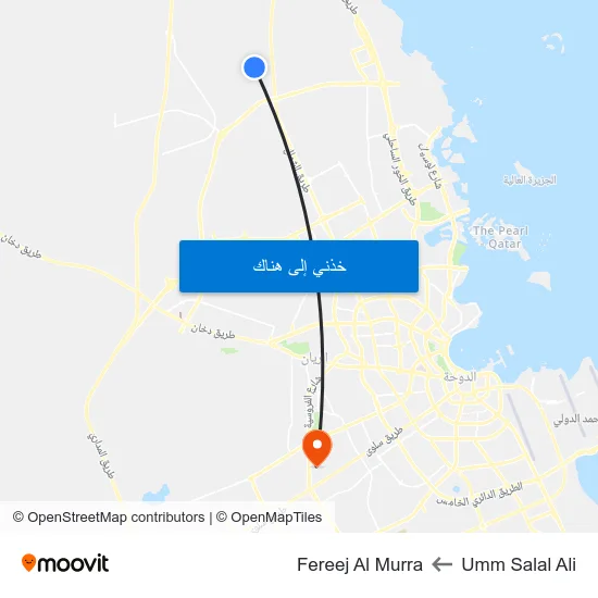 Umm Salal Ali to Fereej Al Murra map