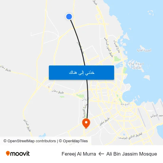 Ali Bin Jassim Mosque to Fereej Al Murra map