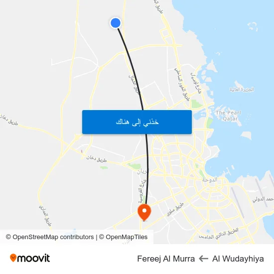 Al Wudayhiya to Fereej Al Murra map