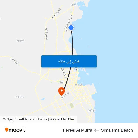Simaisma Beach to Fereej Al Murra map