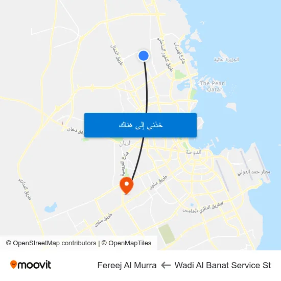 Wadi Al Banat Service St to Fereej Al Murra map