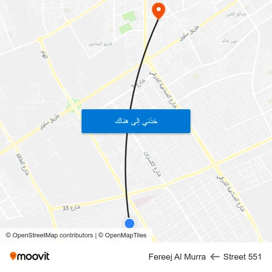 Street 551 to Fereej Al Murra map