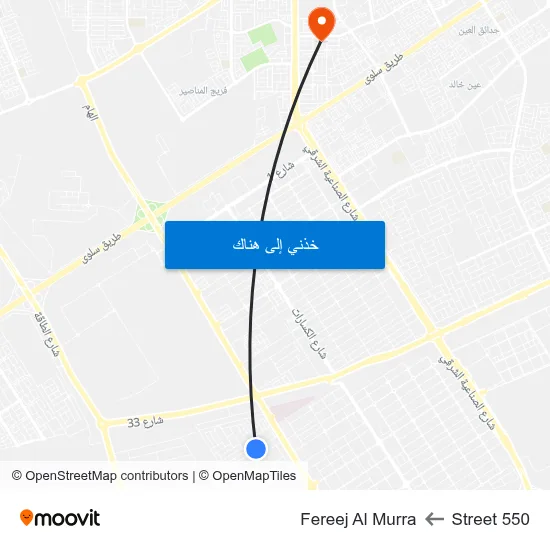 Street 550 to Fereej Al Murra map