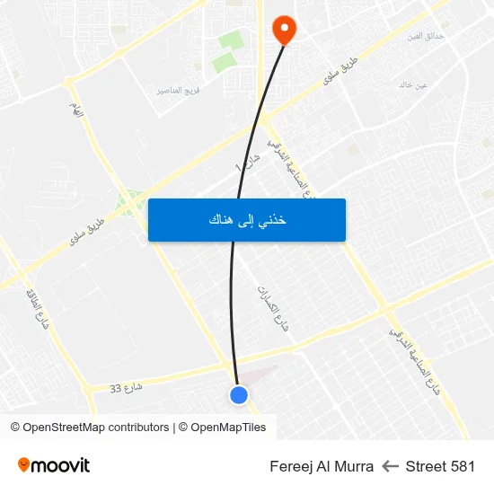 Street 581 to Fereej Al Murra map