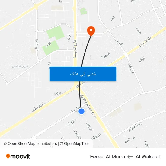 Al Wakalat to Fereej Al Murra map