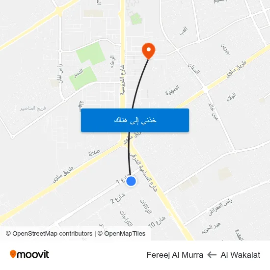 Al Wakalat to Fereej Al Murra map