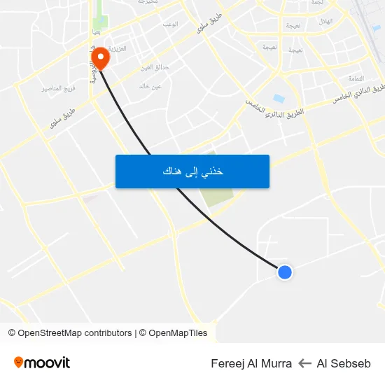 Al Sebseb to Fereej Al Murra map