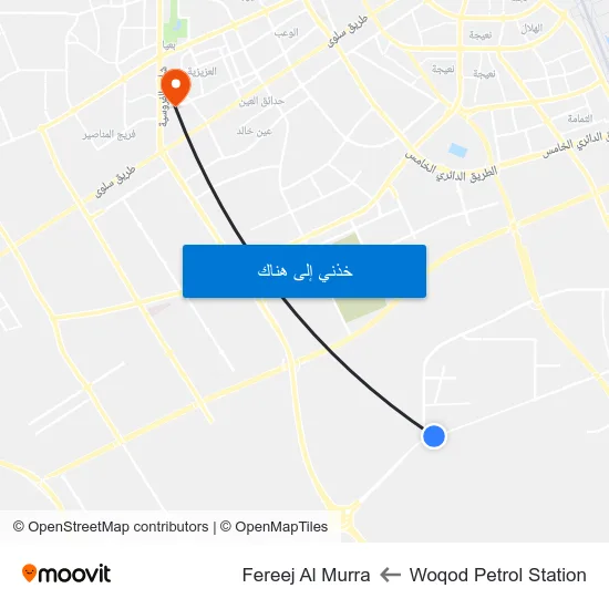 Woqod Petrol Station to Fereej Al Murra map