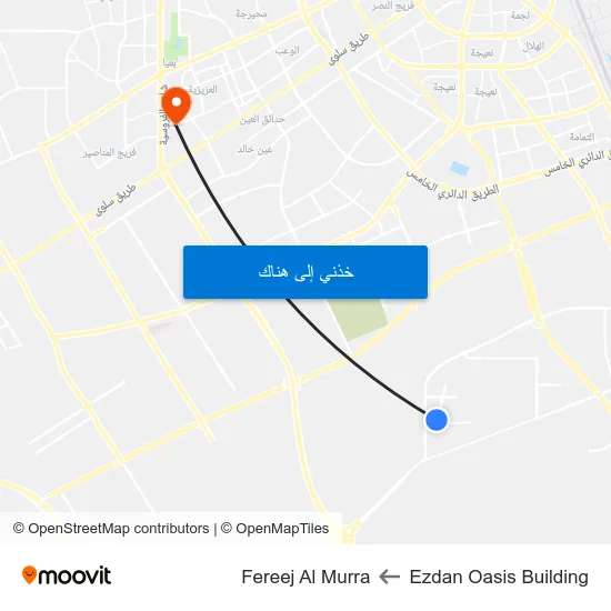 Ezdan Oasis Building to Fereej Al Murra map