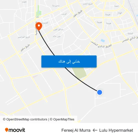 Lulu Hypermarket to Fereej Al Murra map