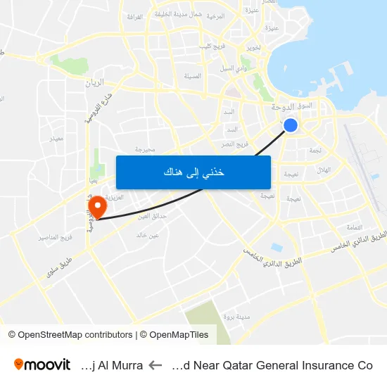 A Ring Road Near Qatar General Insurance Co to Fereej Al Murra map