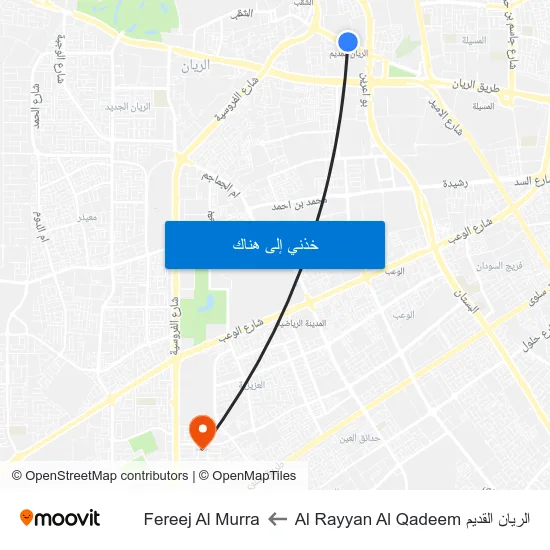 الريان القديم Al Rayyan Al Qadeem to Fereej Al Murra map
